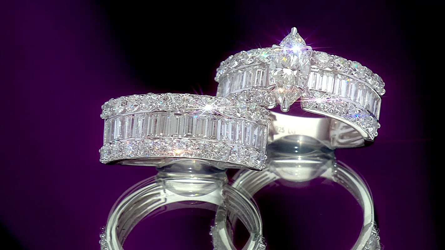 JCK Closeout Deal Lab Grown Diamond (SI1) Set of 2 Ring in Sterling Silver (Size 6.00)  5.25 ctw