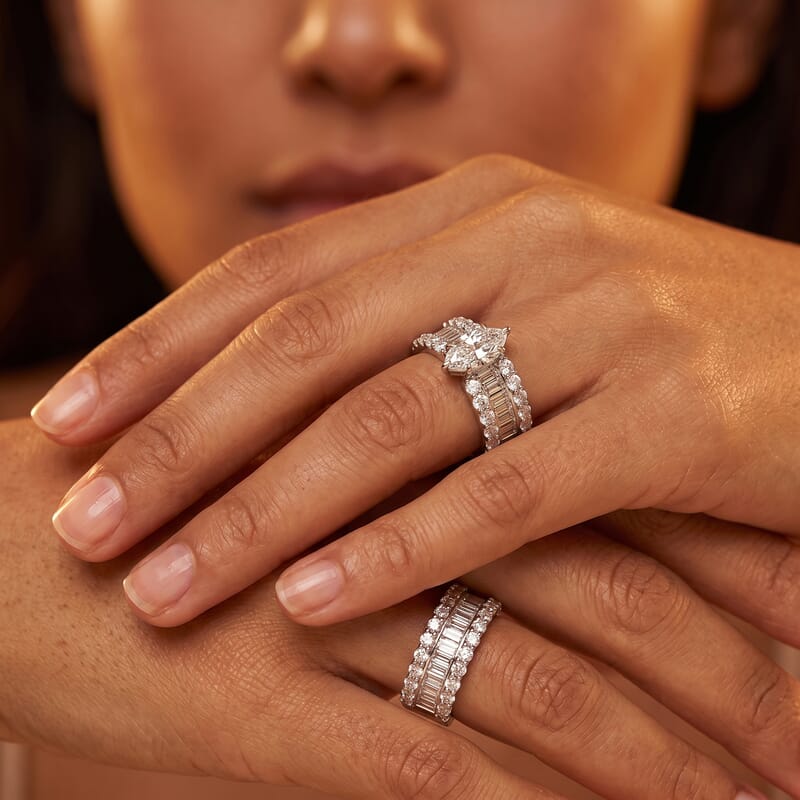 Lab Grown Diamond SI1 5.24 ctw Set of 2 Ring in Sterling Silver (Size 7.00)
