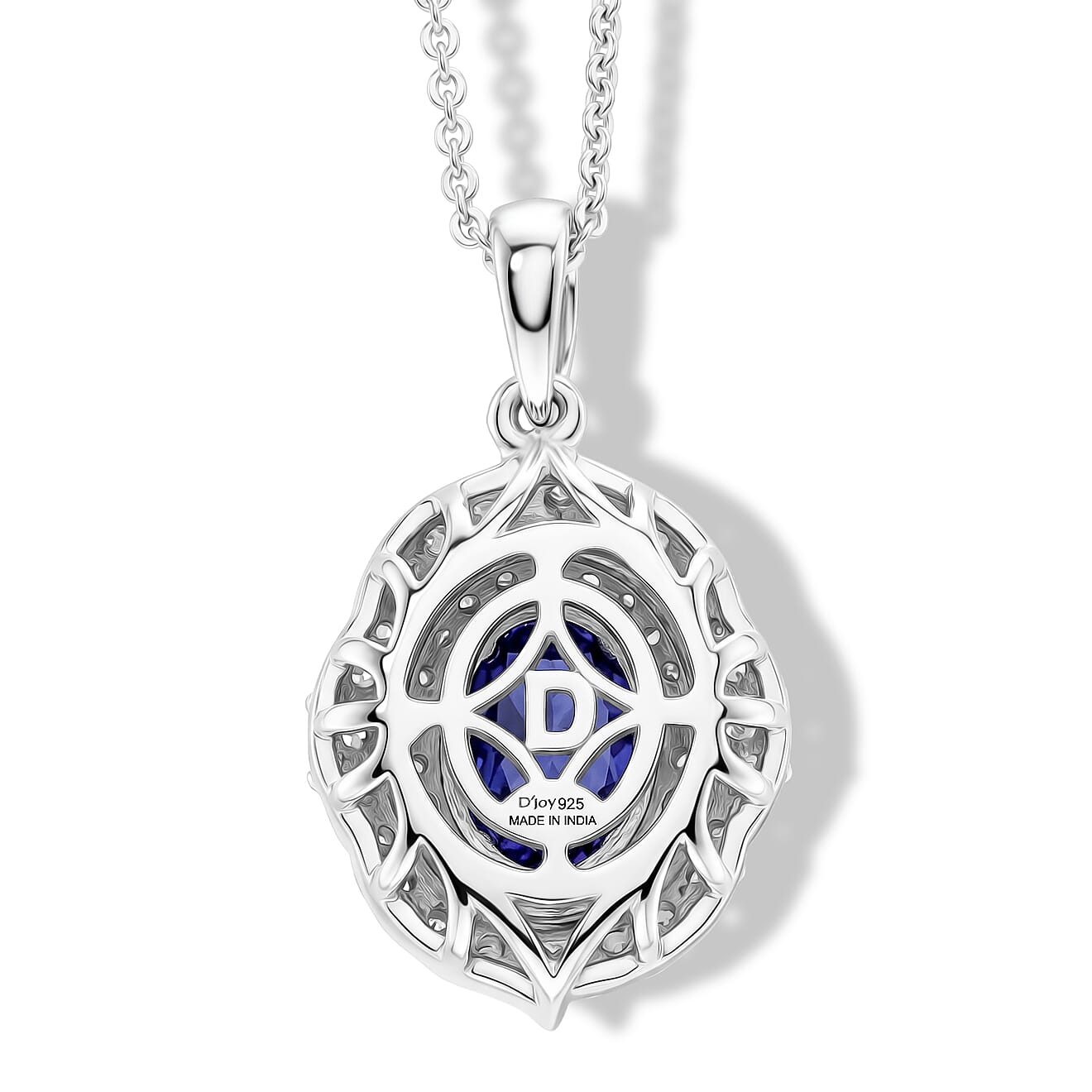 Certified and Appraised D'Joy Premium Tanzanite and Moissanite 2.00 ctw Pendant Necklace in Rhodium Over Sterling Silver 18 Inches