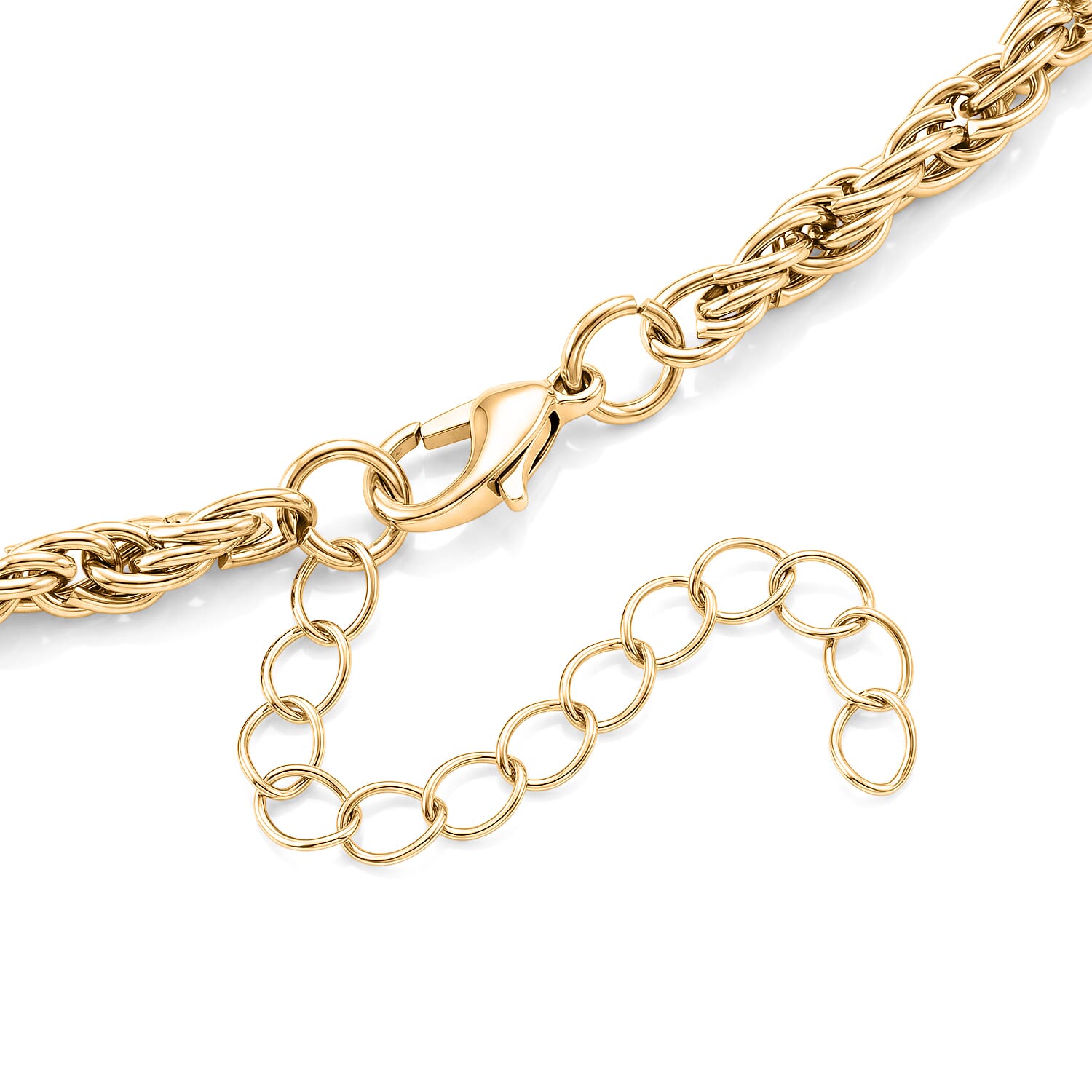 Set of 3 - Rope, Link and Fine Chain Necklace in Goldtone 18/20/22-2 Inches