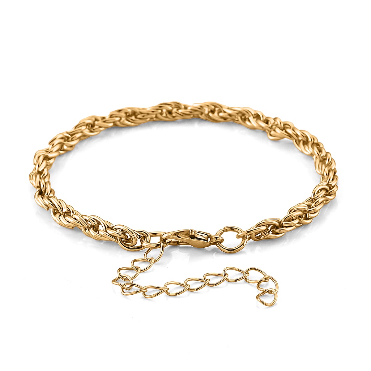 Set of 3 - Rope, Link and Fine Chain Bracelet in Goldtone (7.00-9.00In) image number 5