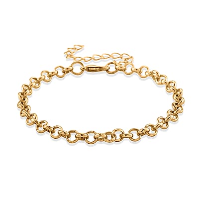 Set of 3 - Rope, Link and Fine Chain Bracelet in Goldtone (7.00-9.00In)