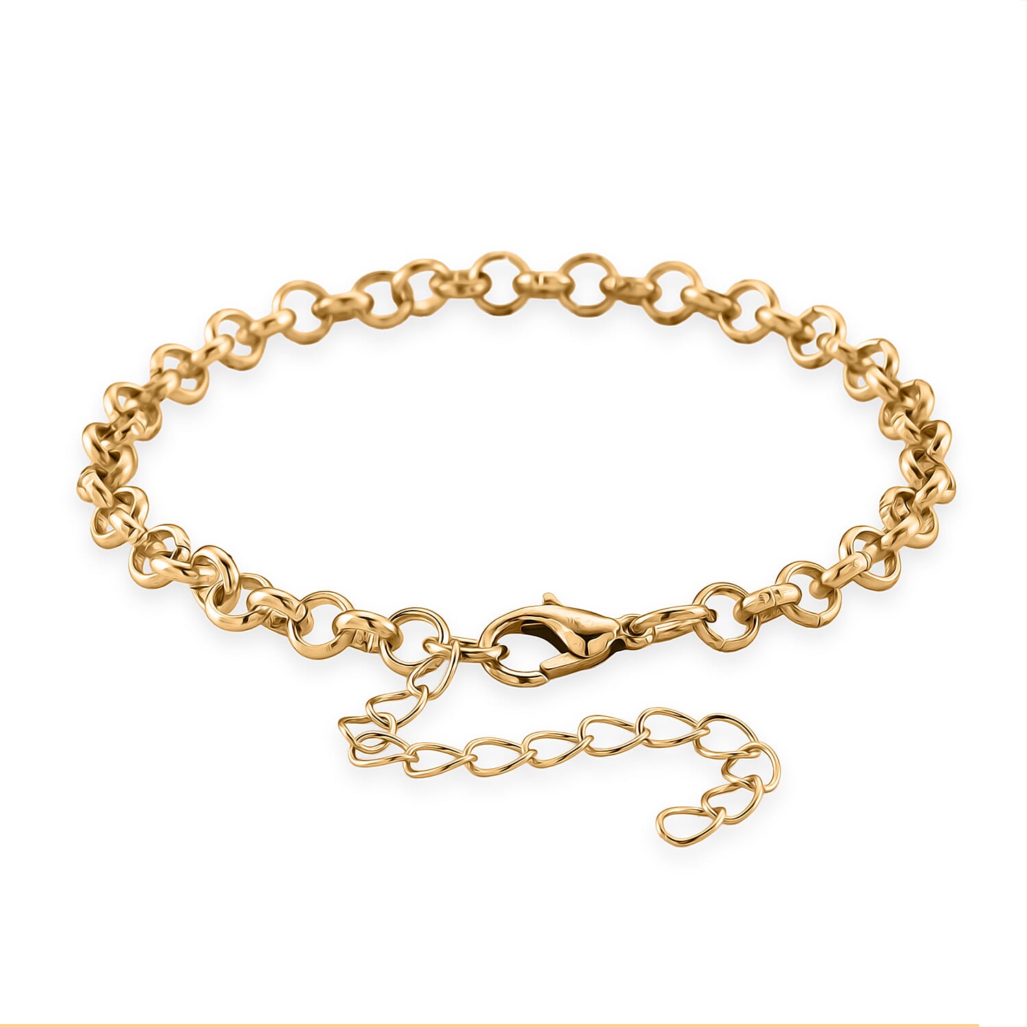 Set of 3 - Rope, Link and Fine Chain Bracelet in Goldtone (7.00-9.00In)