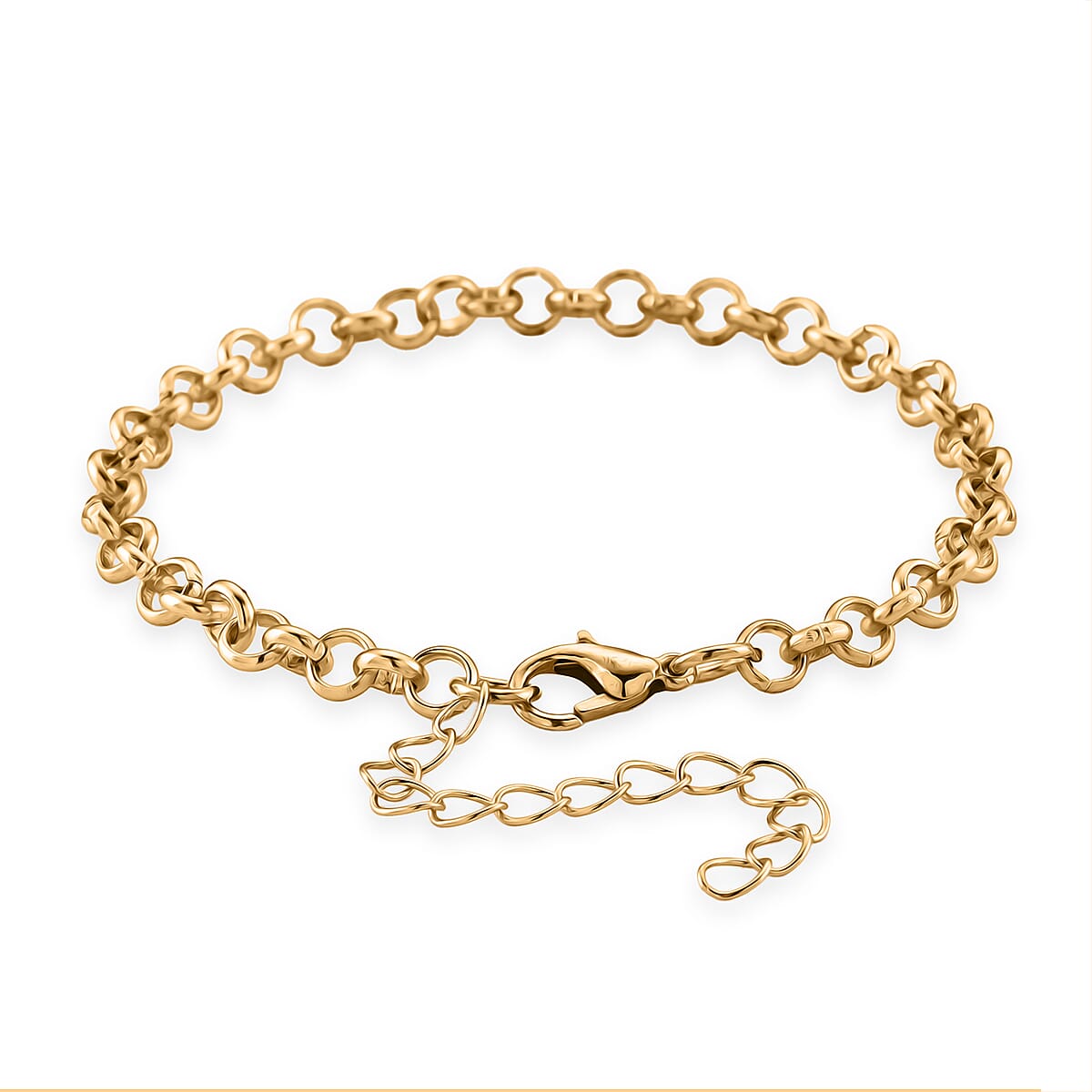 Set of 3 - Rope, Link and Fine Chain Bracelet in Goldtone (7.00-9.00In) image number 7
