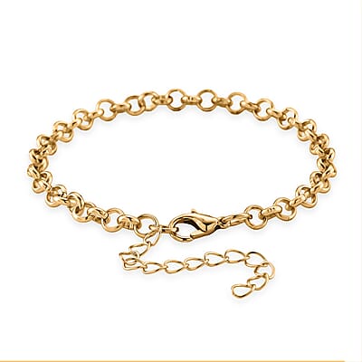Set of 3 - Rope, Link and Fine Chain Bracelet in Goldtone (7.00-9.00In)
