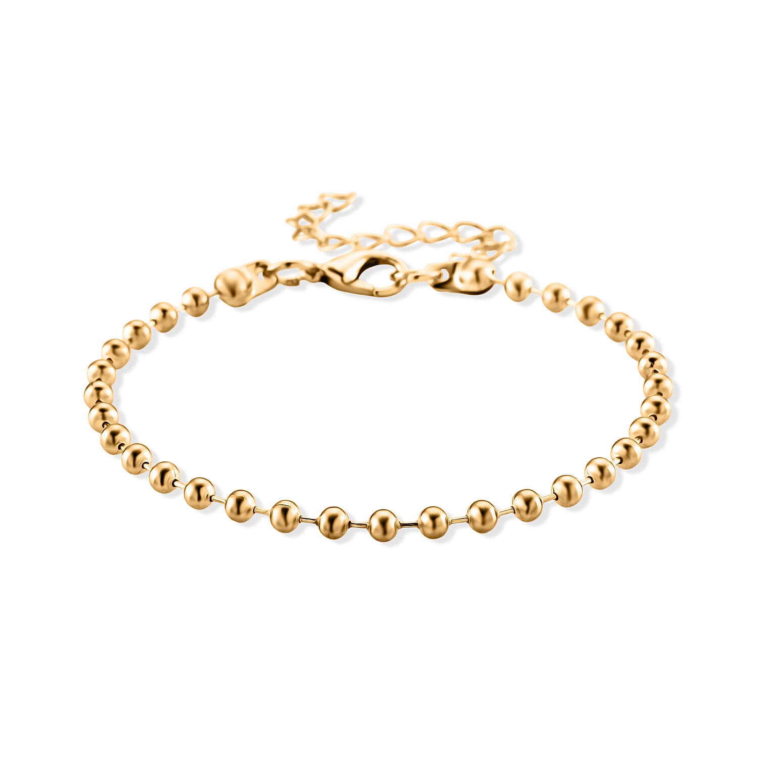 Set of 3 - Snake, Paperclip and Ball Bead Chain Bracelet in Goldtone (7.00-9.00In)