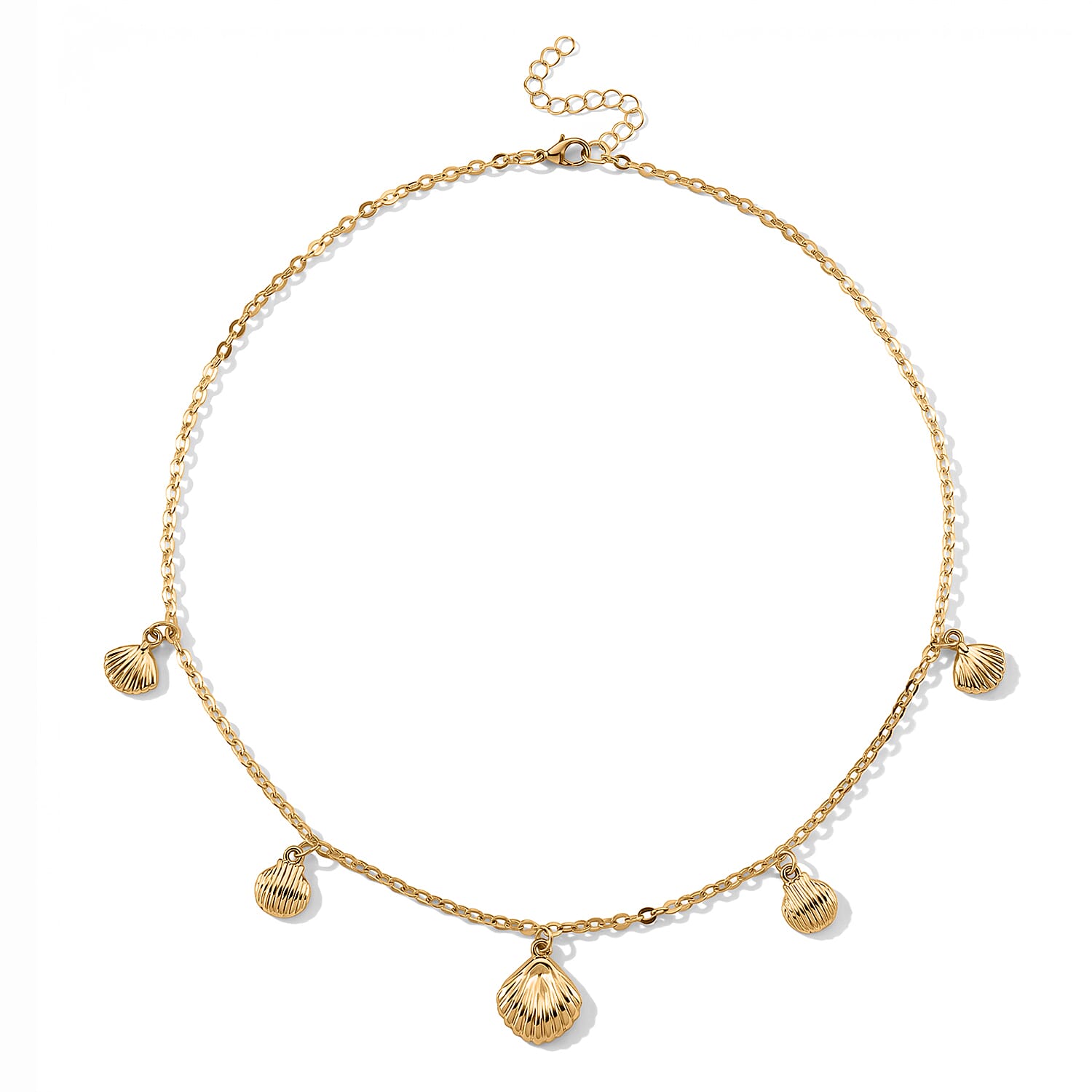 Set of 3 - Rope with Shell Charms Chain Necklace in Goldtone 18/20/22-2 Inches
