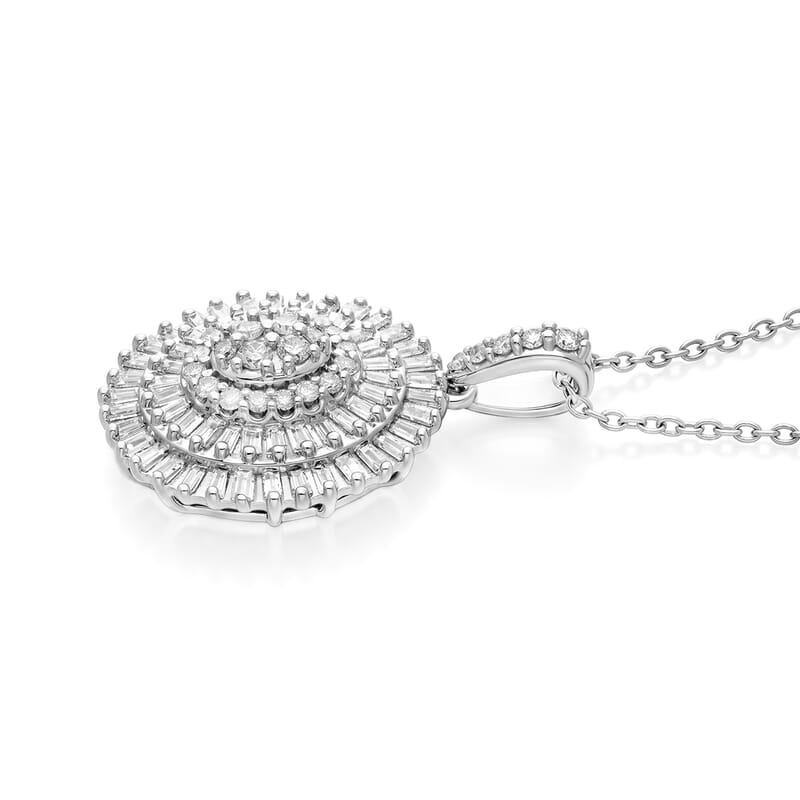 D'Joy Diamond 0.50 ctw Ballerina Celestial Crown Pendant Necklace in Rhodium Over Sterling Silver 18-20 Inches