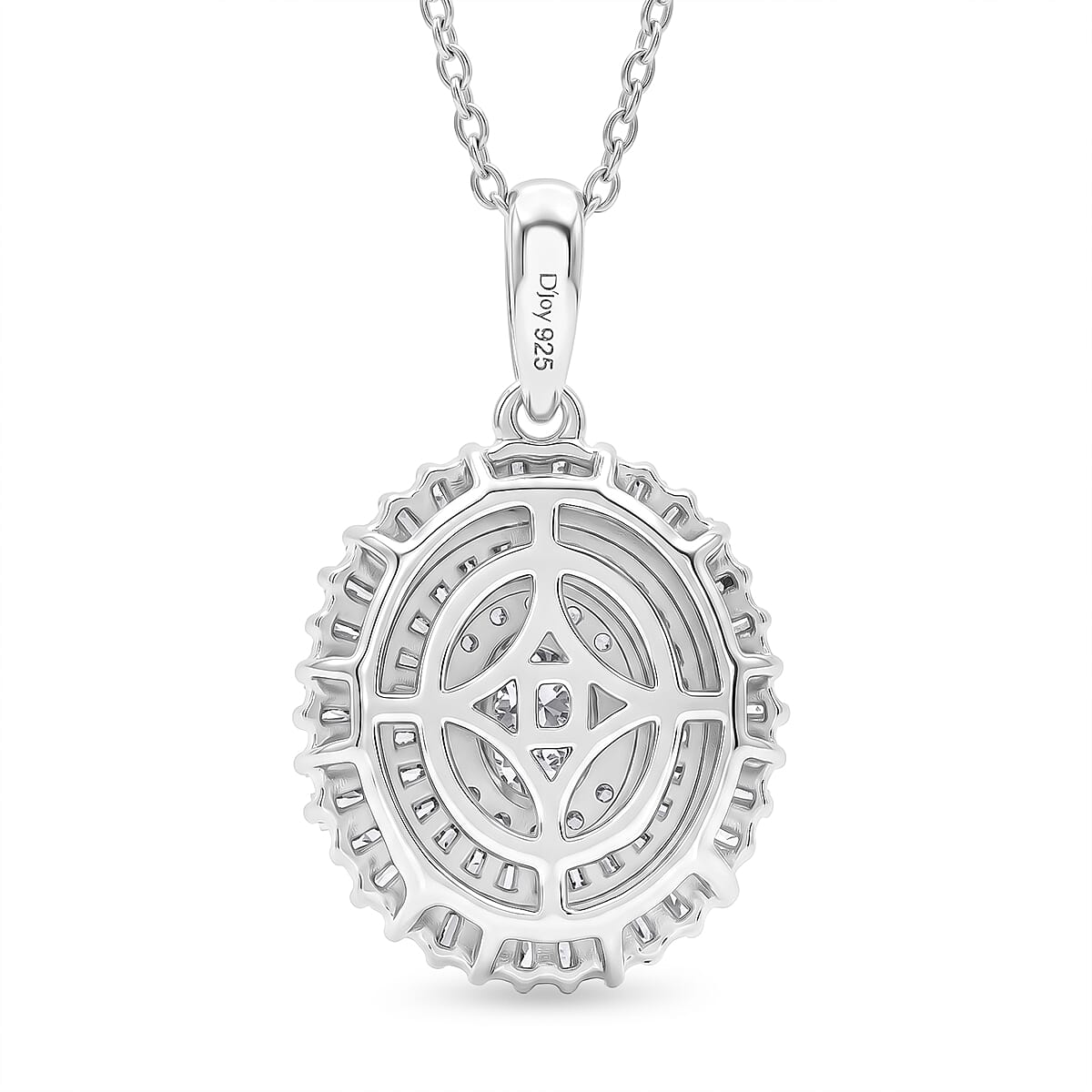 D'Joy Diamond 0.50 ctw Ballerina Celestial Crown Pendant Necklace in Rhodium Over Sterling Silver 18-20 Inches