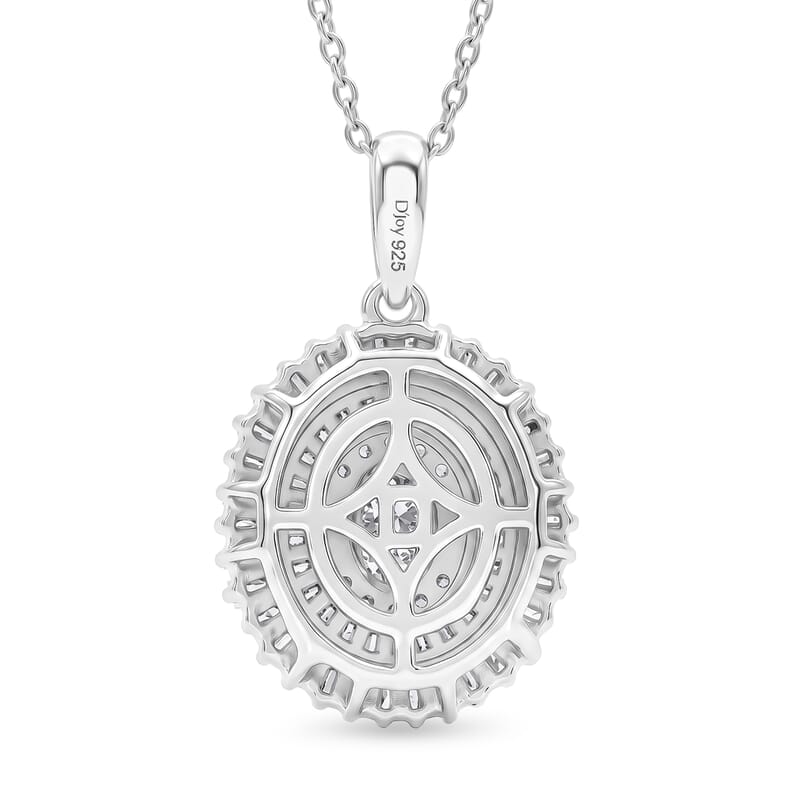 D'Joy Diamond 0.50 ctw Ballerina Celestial Crown Pendant Necklace in Rhodium Over Sterling Silver 18-20 Inches