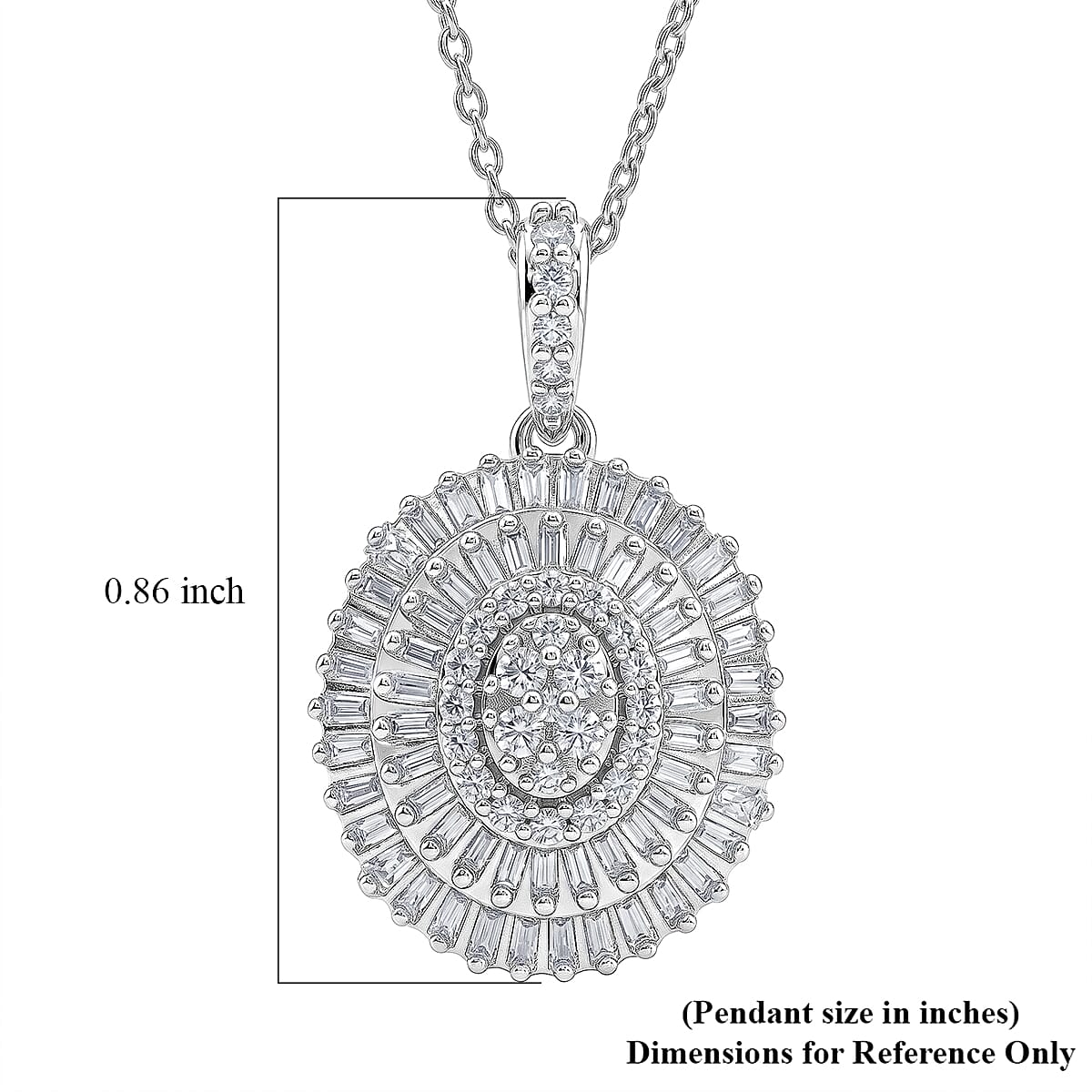 D'Joy Diamond 0.50 ctw Ballerina Celestial Crown Pendant Necklace in Rhodium Over Sterling Silver 18-20 Inches