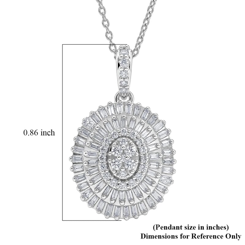 D'Joy Diamond 0.50 ctw Ballerina Celestial Crown Pendant Necklace in Rhodium Over Sterling Silver 18-20 Inches