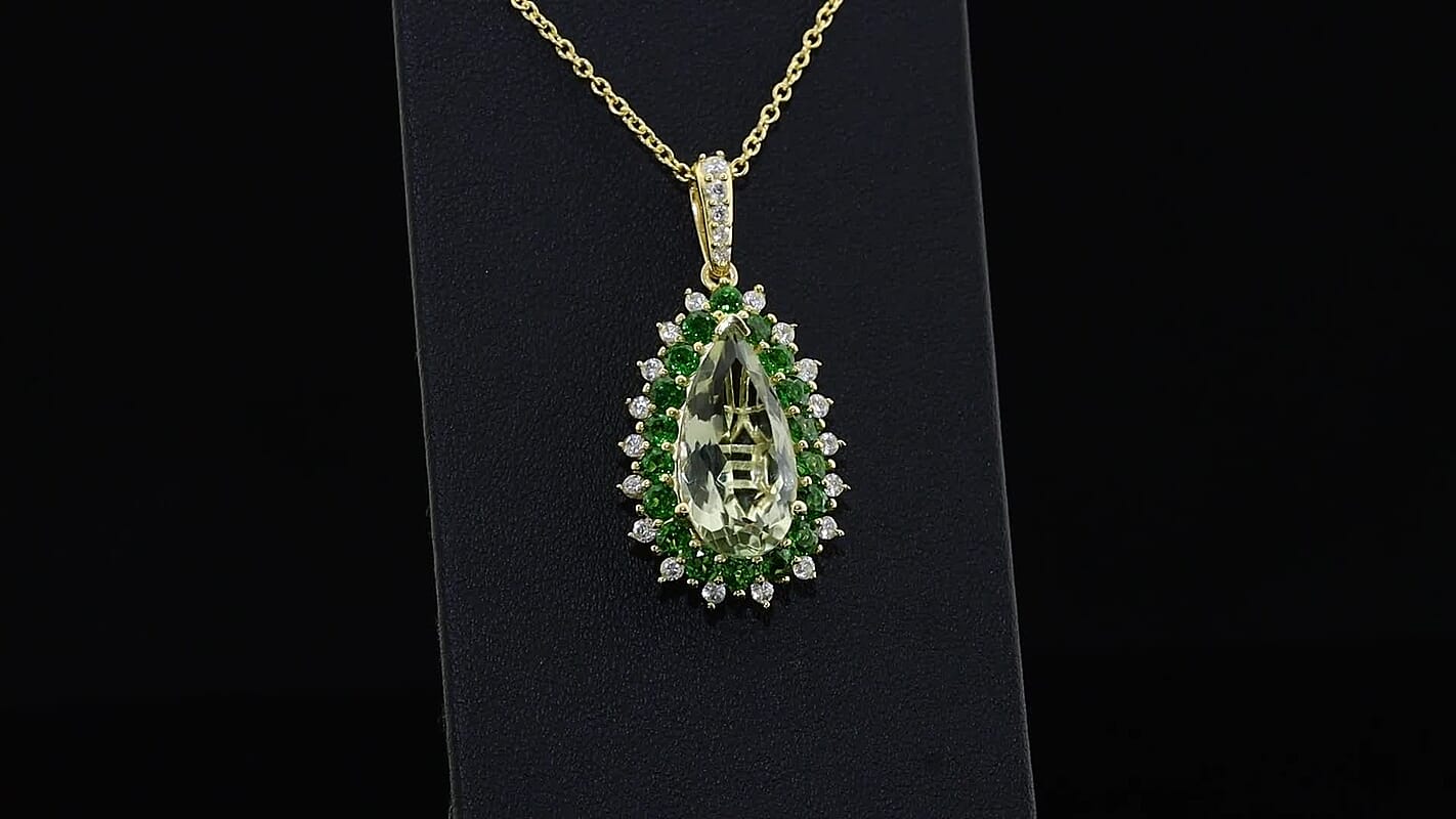 TLV EverTrue Rose De France Amethyst, Multi Gemstone Regal Teardrop Pendant in 18K RG Plated with ION Plated RG Stainless Steel Necklace (20 Inches) 11.40 ctw