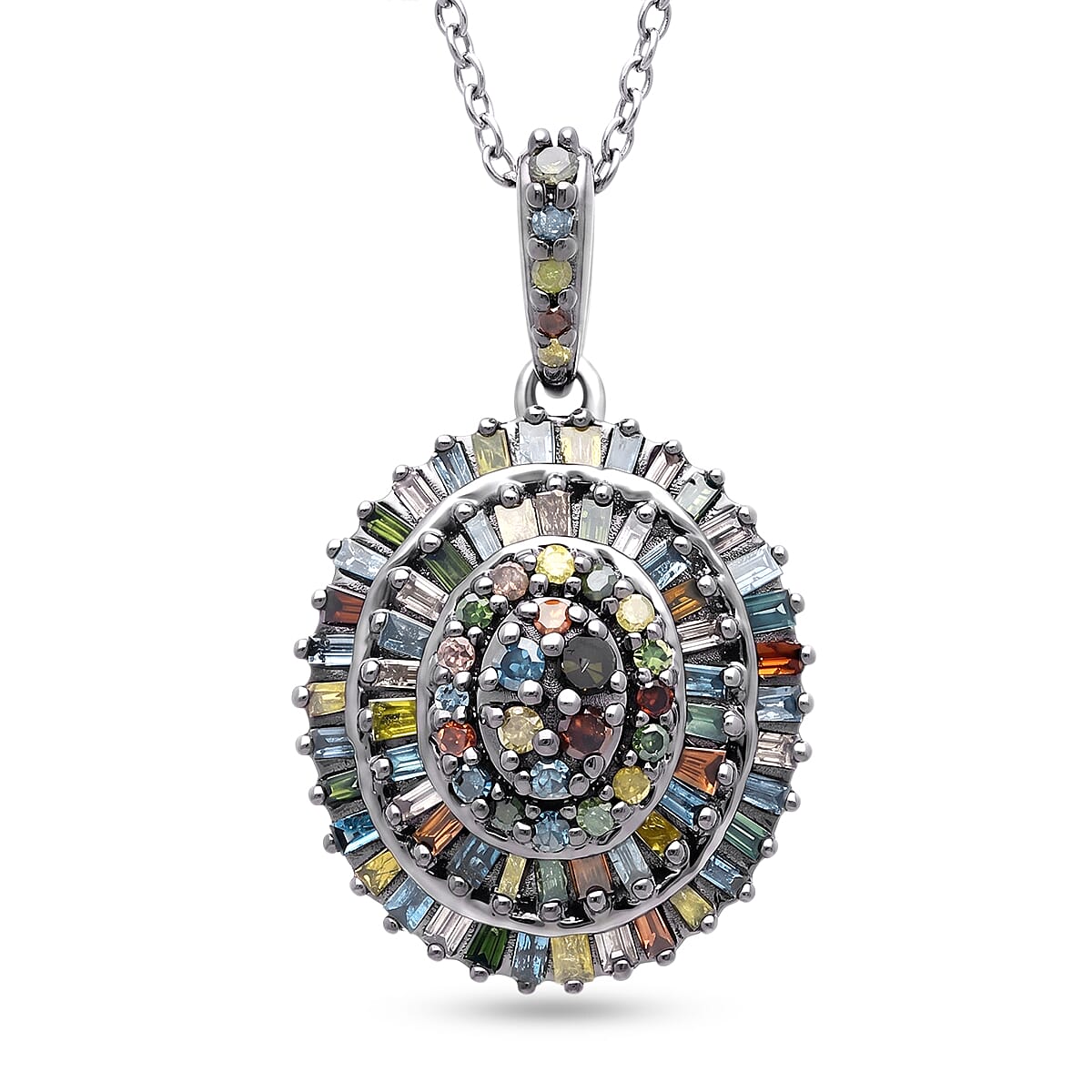 Buy D'Joy Multi Diamond 0.50 ctw Pendant Necklace in Rhodium Over