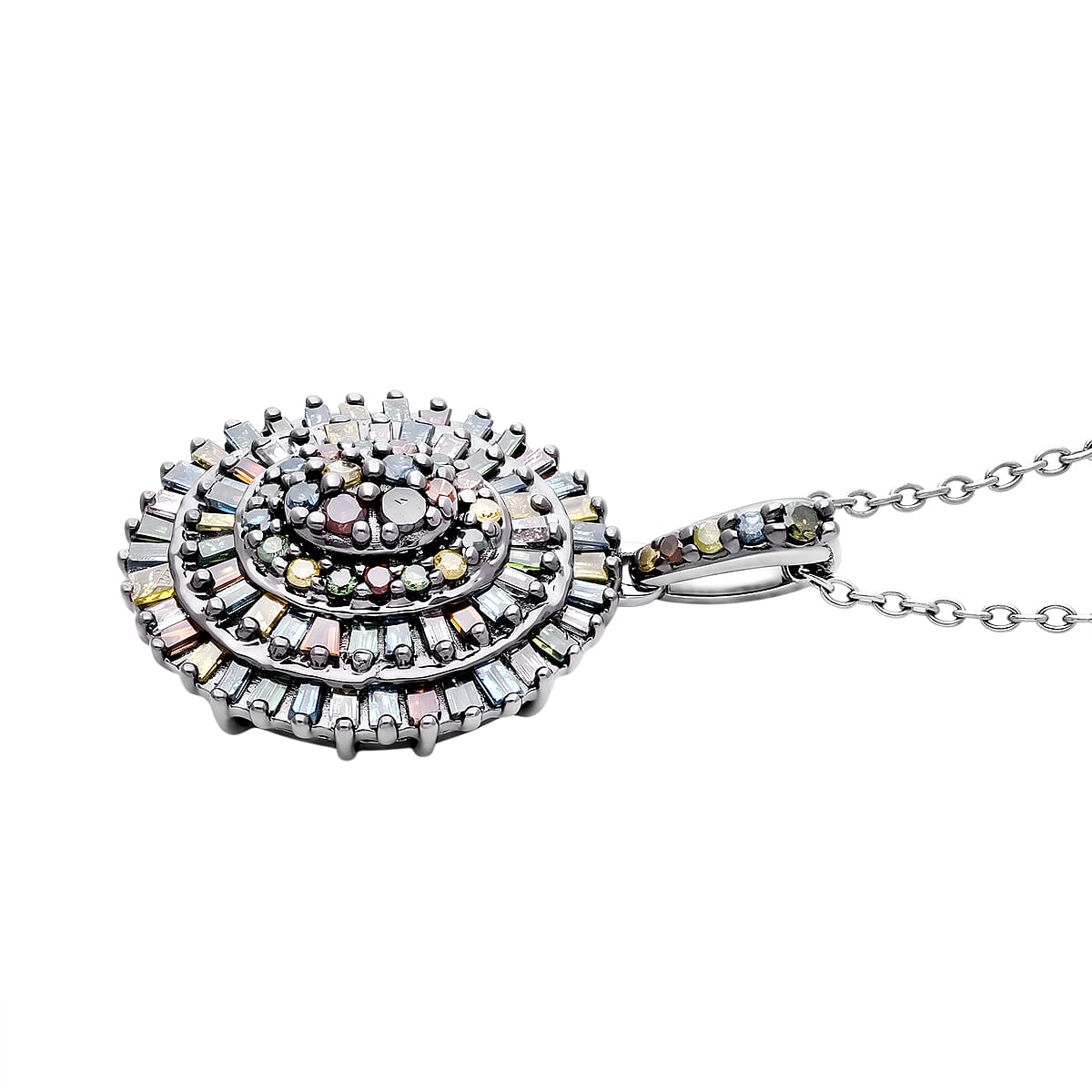 D'Joy Multi Diamond 0.50 ctw Pendant Necklace in Rhodium Over Sterling Silver 18-20 Inches image number 3