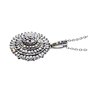 D'Joy Multi Diamond 0.50 ctw Pendant Necklace in Rhodium Over Sterling Silver 18-20 Inches