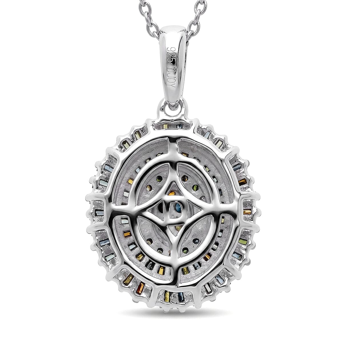 D'Joy Multi Diamond 0.50 ctw Pendant Necklace in Rhodium Over Sterling Silver 18-20 Inches image number 4