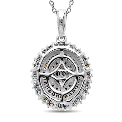 D'Joy Multi Diamond 0.50 ctw Ballerina Celestial Crown Pendant Necklace in Rhodium Over Sterling Silver 18-20 Inches