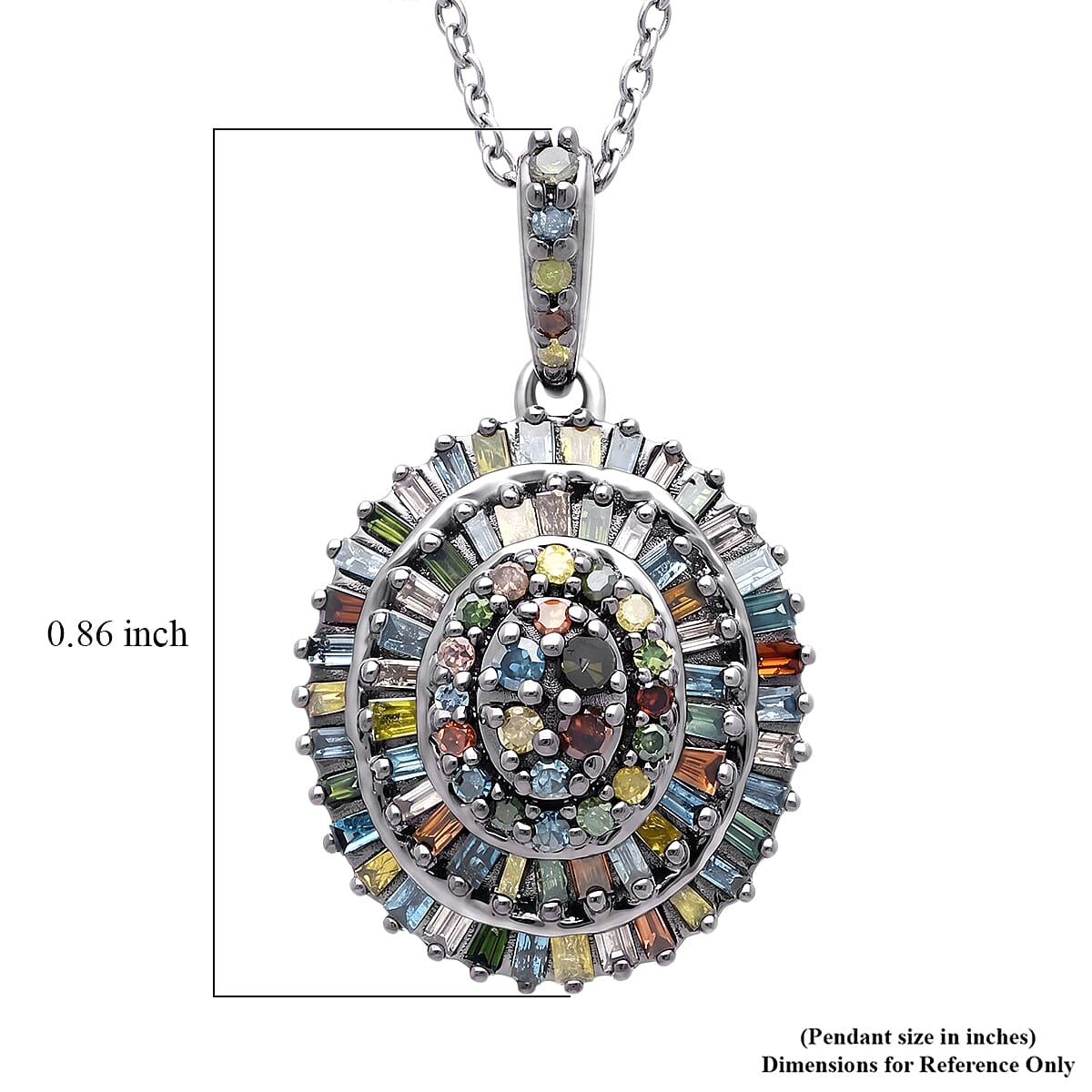 D'Joy Multi Diamond 0.50 ctw Pendant Necklace in Rhodium Over Sterling Silver 18-20 Inches image number 5