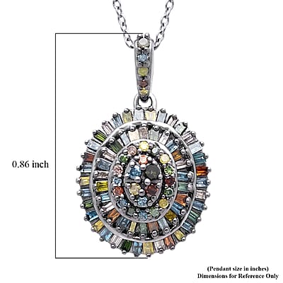 D'Joy Multi Diamond 0.50 ctw Ballerina Celestial Crown Pendant Necklace in Rhodium Over Sterling Silver 18-20 Inches