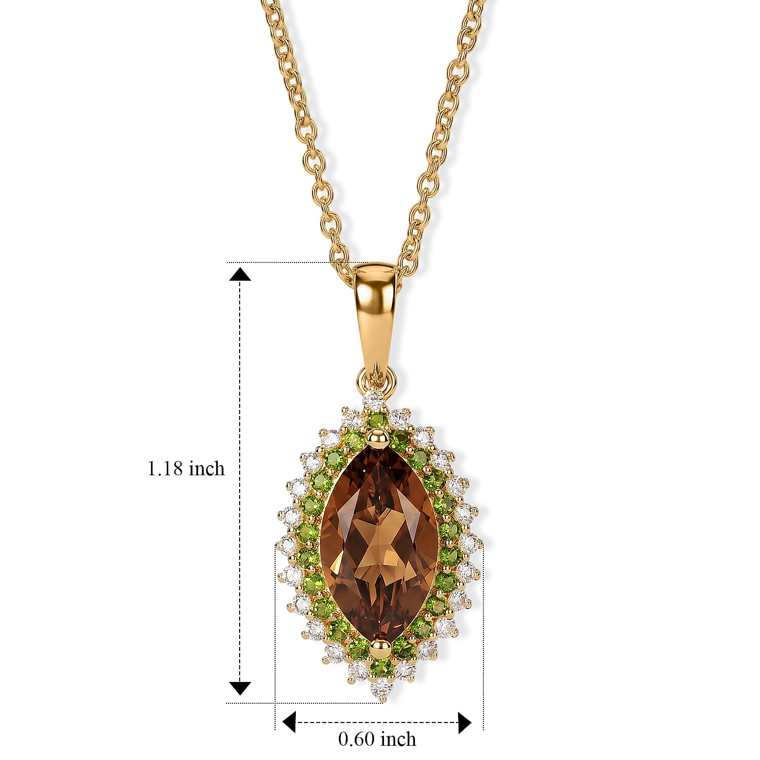 EverTrue Autumn Alexite and Multi Gemstone 4.20 ctw Radiant Forest Flame Pendant in 18K YG Plated with ION Plated YG Stainless Steel Necklace (20 Inches)