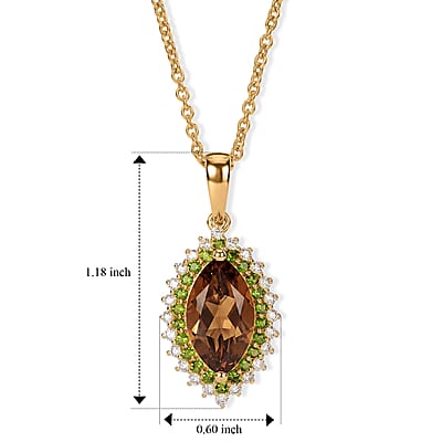 EverTrue Autumn Alexite and Multi Gemstone 4.20 ctw Radiant Forest Flame Pendant in 18K YG Plated with ION Plated YG Stainless Steel Necklace (20 Inches)