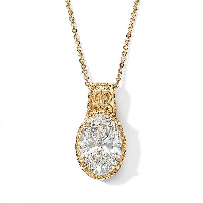 Luxuriant Lab Grown Diamond E-F VS 5.00 ctw Solitaire Pendant Necklace in 14K Yellow Gold (20 Inches)