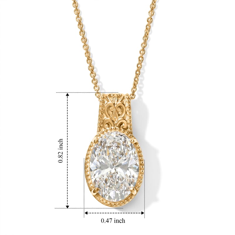 Luxuriant Lab Grown Diamond E-F VS 5.00 ctw Solitaire Pendant Necklace in 14K Yellow Gold (20 Inches)
