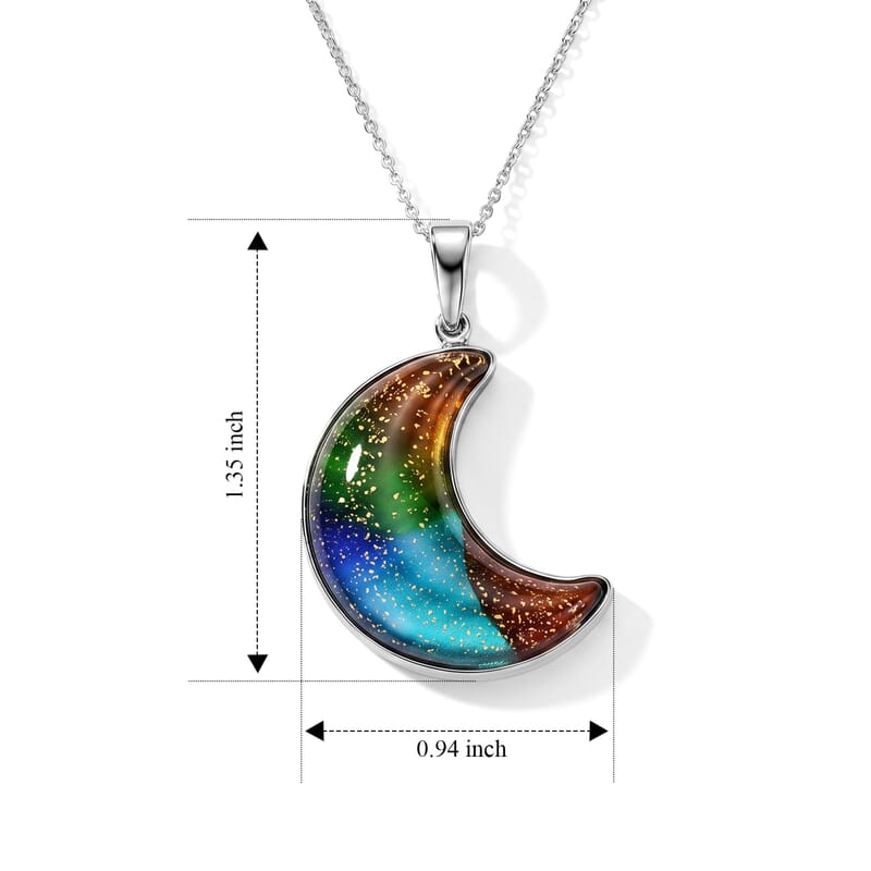 D'Joy Multi Color Italian Genuine Murano with 24K Gold Flakes Pendant Necklace (20 Inches) in Rhodium Over Sterling Silver
