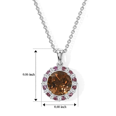 EverTrue Autumn Alexite and Multi Gemstone 4.40 ctw Blaze of Brilliance Pendant in Platinum Bond with Stainless Steel Necklace (20 Inches)