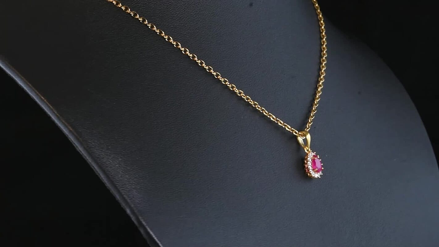 D'Joy Niassa Ruby (FF), White Zircon Pendant Necklace (20 Inches) in 14K YG Over Sterling Silver 1.35 ctw