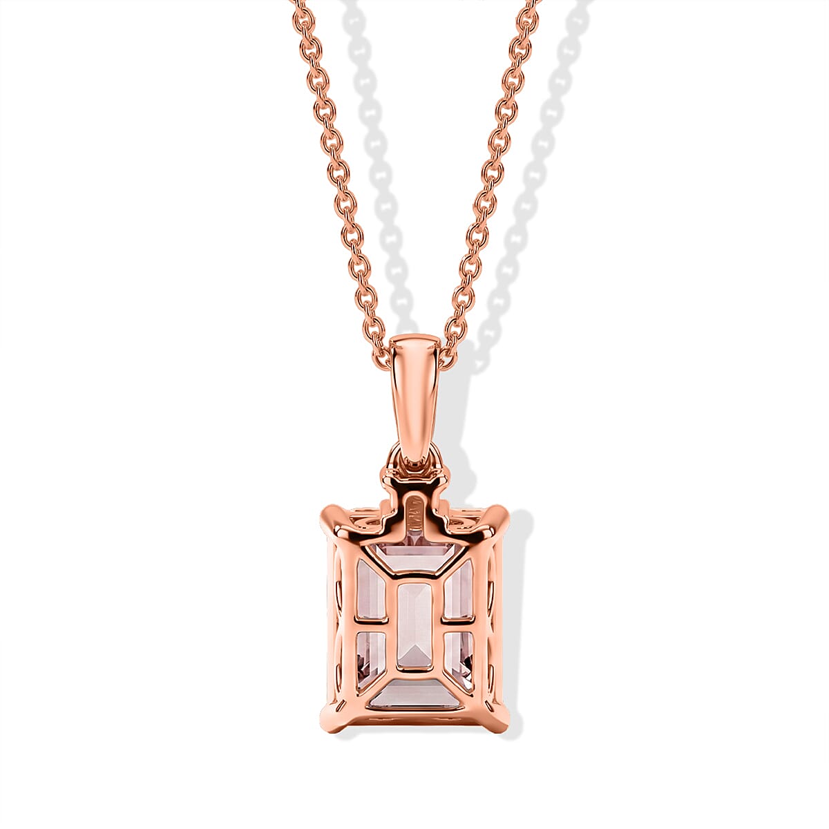 Luxoro 10K Rose Gold Premium Pink Morganite and Diamond (I2) Rose Glow 3.40 ctw Pendant Necklace (20 Inches)