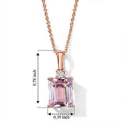 Luxoro Premium Pink Morganite and Diamond 3.40 ctw Pendant Necklace in 10K Rose Gold 20 Inches