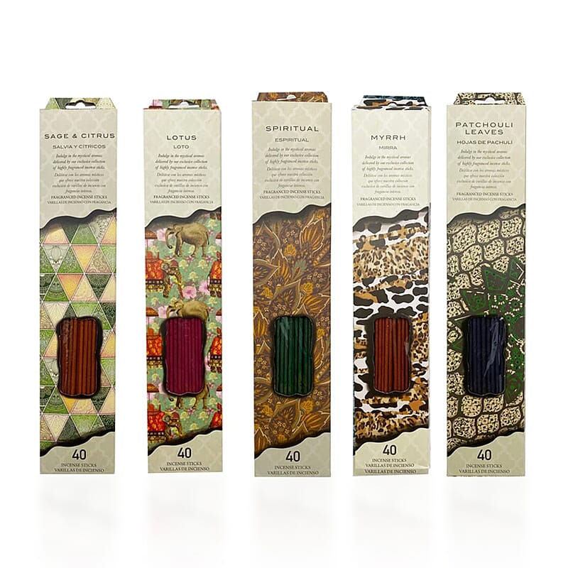 Closeout 5 Sets of 40 Pack Lotus, Sage & Citrus, Spiritual, Patchouli, Myrrh Incense Sticks - Long Lasting Fragrance for Relaxation, Meditation, Yoga, Aromatherapy.