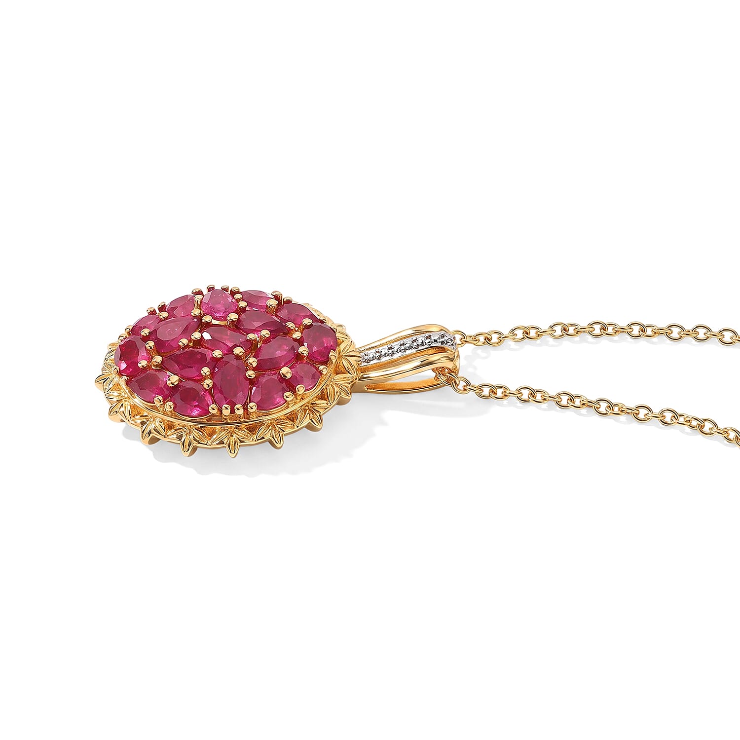 EverTrue Niassa Ruby (FF) 4.00 ctw Pendant in 18K YG Plated and Platinum Bond with Stainless Steel Necklace 20 Inches