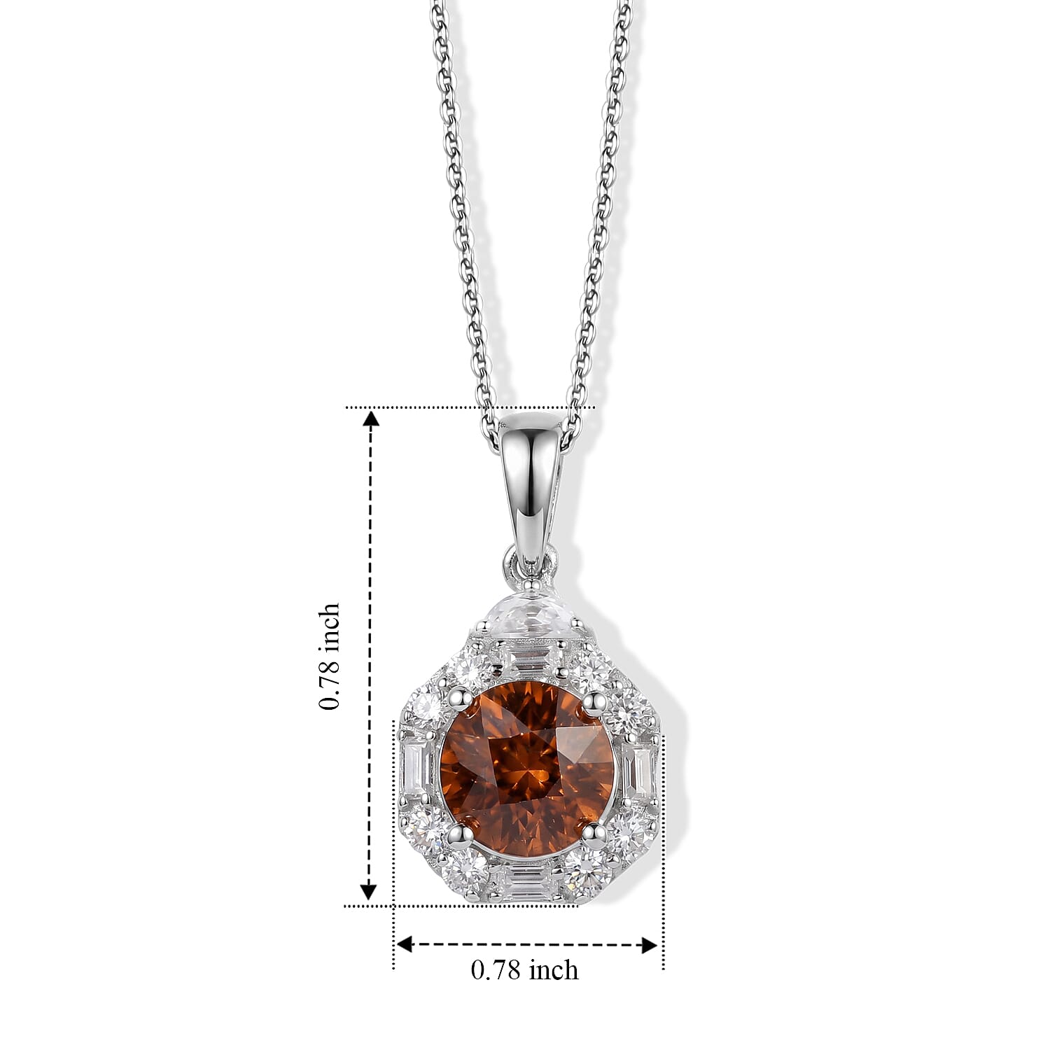 D'Joy Premium Red Zircon and Moissanite 2.75 ctw Pendant Necklace in Rhodium Over Sterling Silver 18 Inches