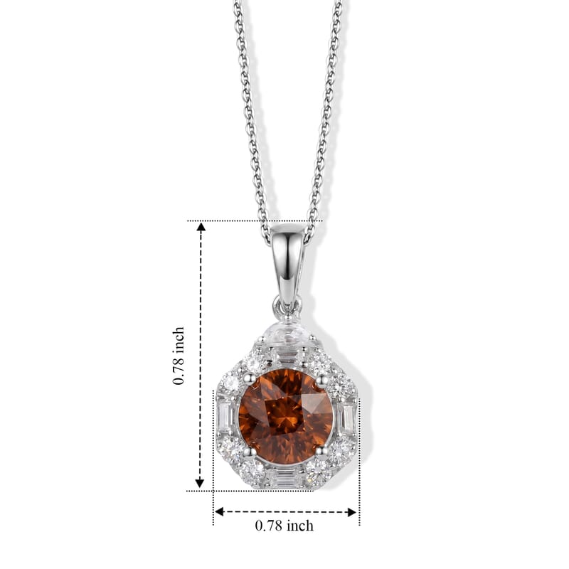 D'Joy Premium Red Zircon and Moissanite 2.75 ctw Pendant Necklace in Rhodium Over Sterling Silver 18 Inches