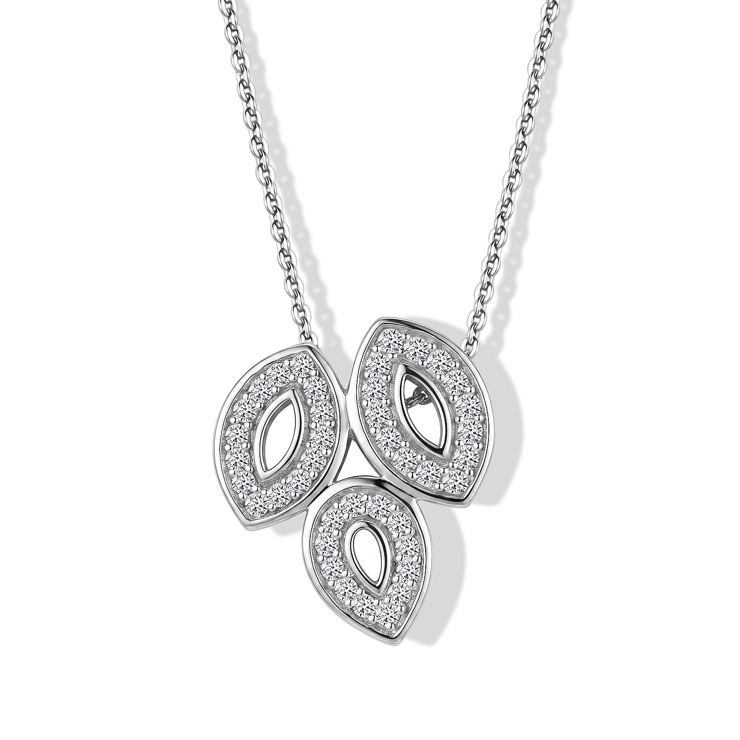Luxuriant Lab Grown Diamond G-H SI 0.20 ctw Pendant Necklace in Rhodium Over Sterling Silver 20 Inches