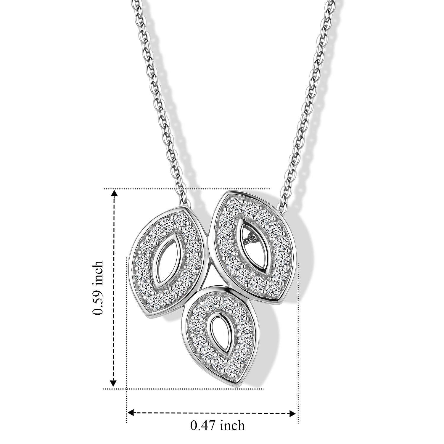Luxuriant Lab Grown Diamond G-H SI 0.20 ctw Pendant Necklace in Rhodium Over Sterling Silver 20 Inches