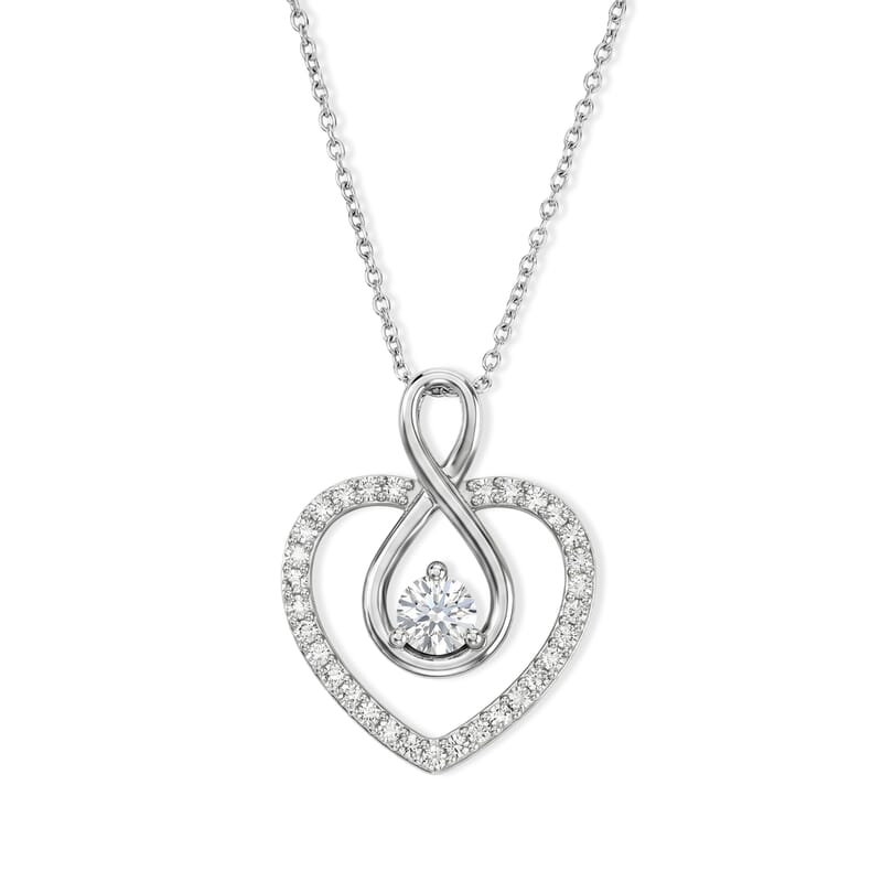 Luxuriant Lab Grown Diamond G-H SI Heart Pendant Necklace (20 inches) 0.50 ctw in Rhodium Over Sterling Silver