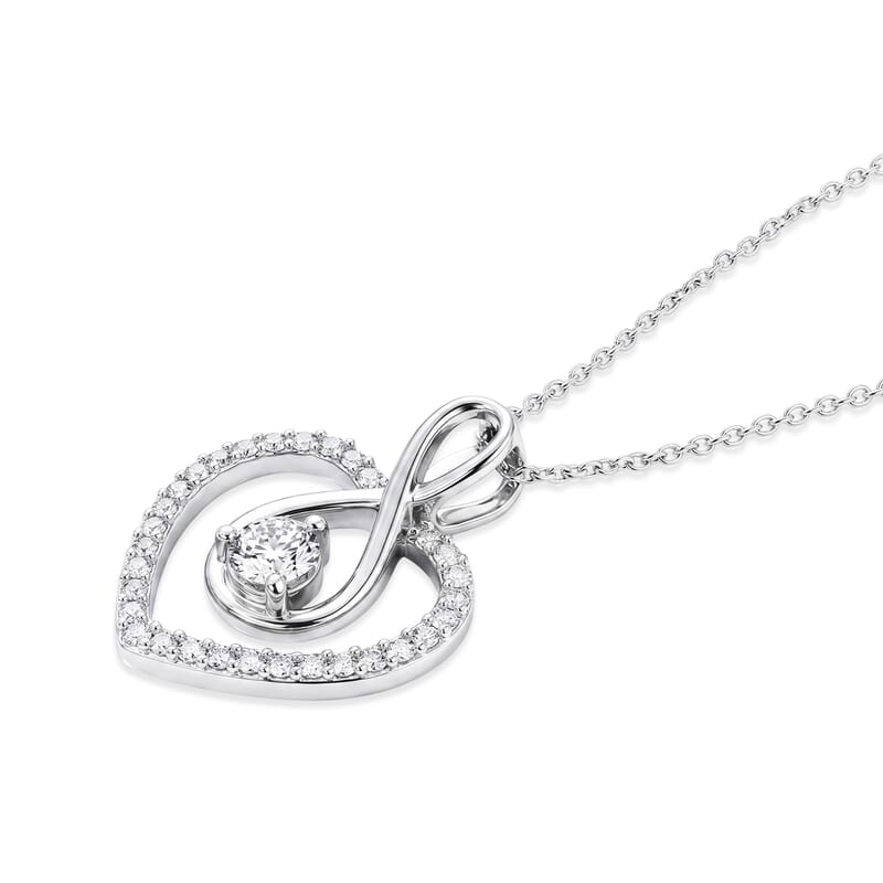 Luxuriant Lab Grown Diamond G-H SI Heart Pendant Necklace (20 inches) 0.50 ctw in Rhodium Over Sterling Silver