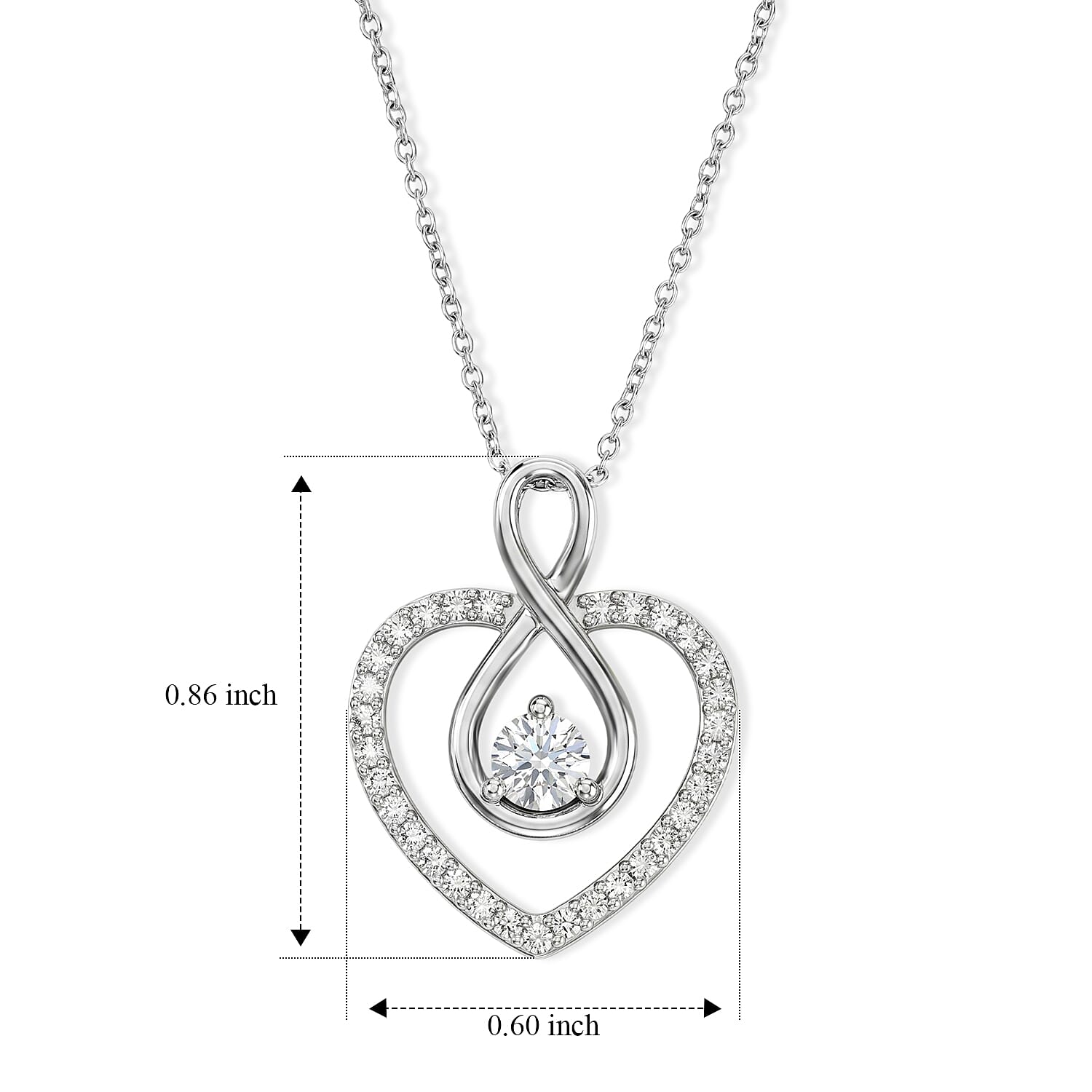 Luxuriant Lab Grown Diamond G-H SI Heart Pendant Necklace (20 inches) 0.50 ctw in Rhodium Over Sterling Silver