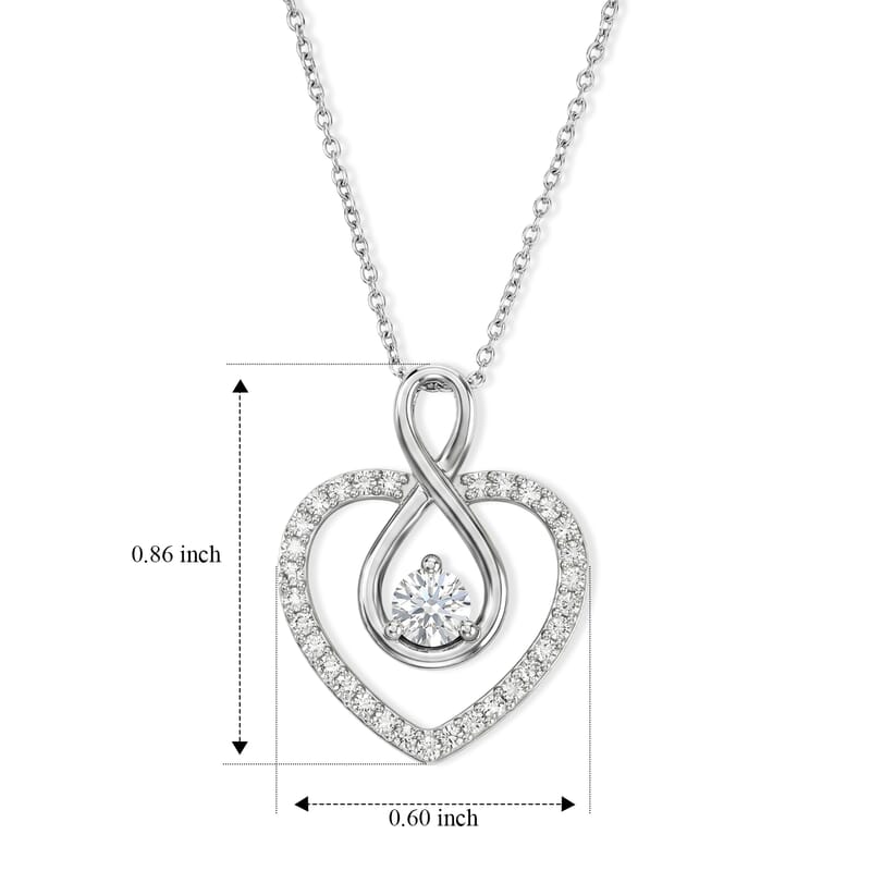 Luxuriant Lab Grown Diamond G-H SI Heart Pendant Necklace (20 inches) 0.50 ctw in Rhodium Over Sterling Silver