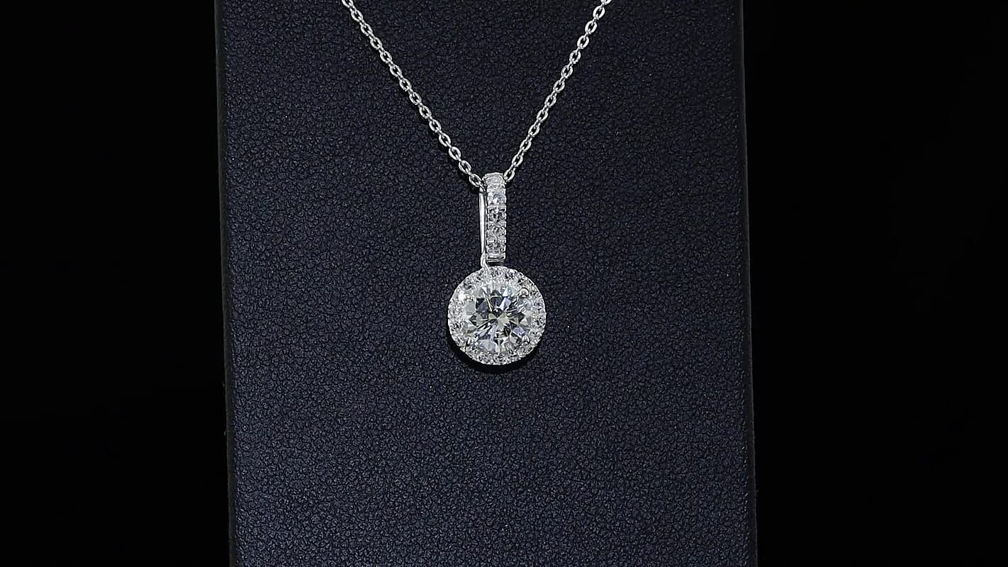 Luxuriant Lab Grown Diamond (G-H, SI) Pendant Necklace (20 Inches) in Rhodium Over Sterling Silver 1.20 ctw