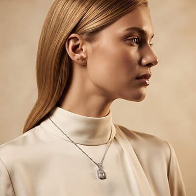 Luxuriant Lab Grown Diamond G-H SI 1.20 ctw Halo Pendant Necklace (20 Inches) in Rhodium Over Sterling Silver