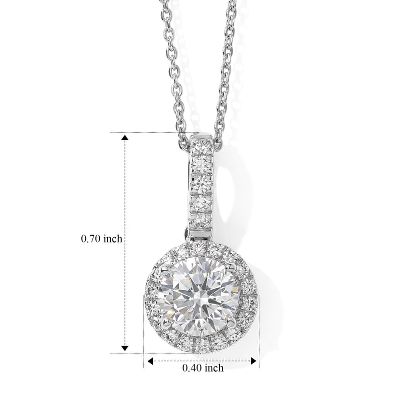 Luxuriant Lab Grown Diamond G-H SI 1.20 ctw Halo Pendant Necklace (20 Inches) in Rhodium Over Sterling Silver