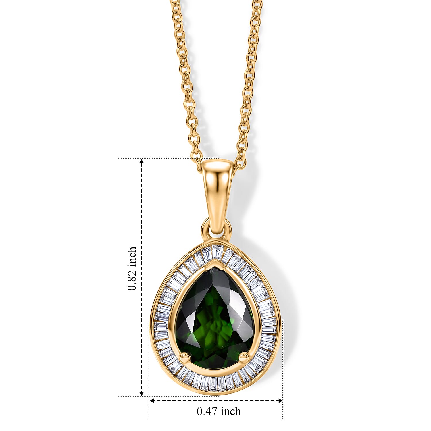 Luxoro Premium Chrome Diopside and Diamond I2 2.25 ctw Crowned Majesty Pendant Necklace in 10K Yellow Gold 20 Inches