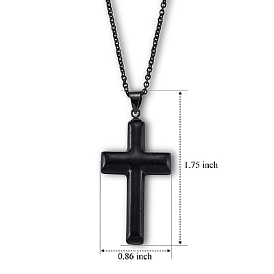 D'Joy Black Jade (D) 16.10 ctw Cross Men's Pendant in Sterling Silver with Stainless Steel Necklace (20 Inches)