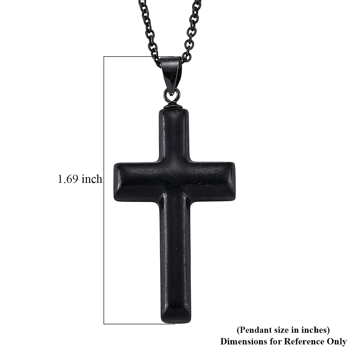 D'Joy Black Jade (D) 16.10 ctw Cross Men's Pendant in Sterling Silver with Stainless Steel Necklace (20 Inches) (Ships in 8-10 Days) image number 6