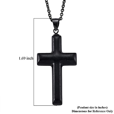 D'Joy Black Jade (D) 16.10 ctw Cross Men's Pendant in Sterling Silver with Stainless Steel Necklace (20 Inches)